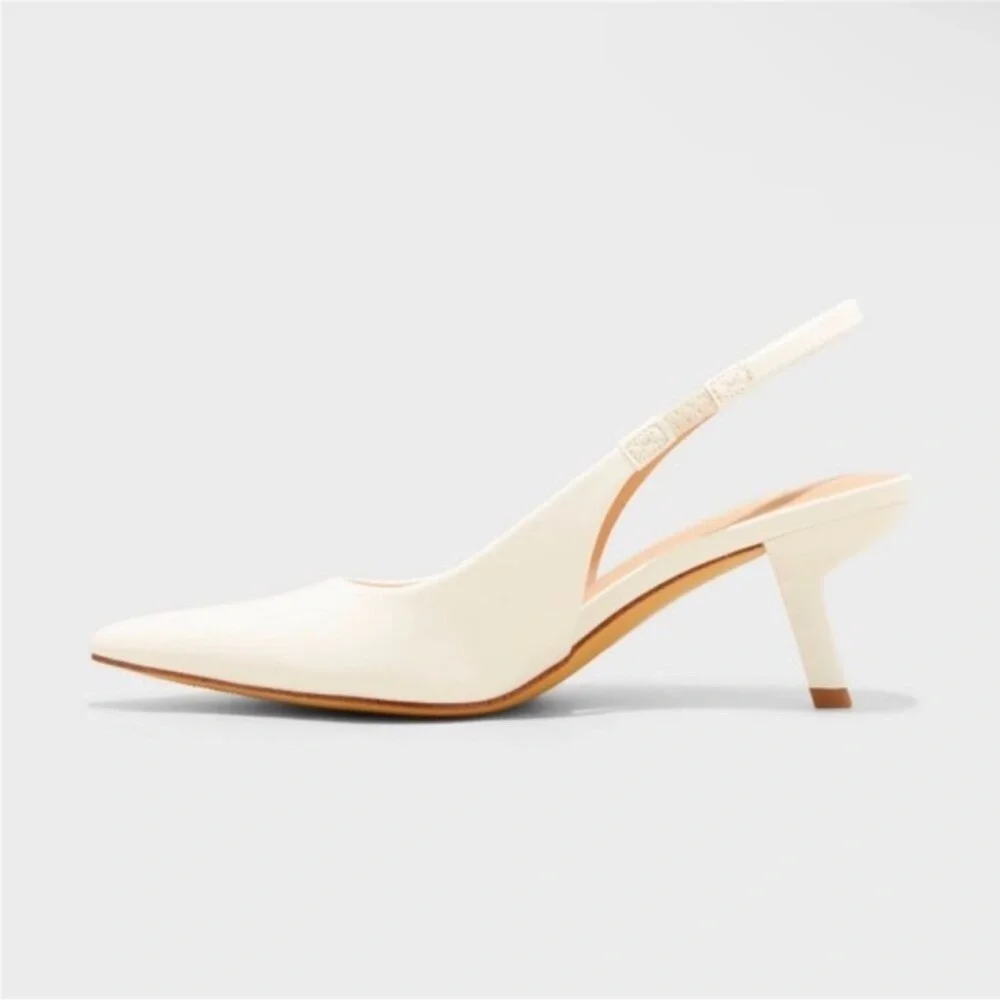 Women's Aubrey Slingback Heels - A New Day™ Cream new size 6.5